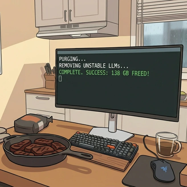 Illustration for Baking Meat & Deleting LLMs: A Casual Quantization Test